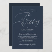 PixDezines Luxe Calligraphy Navy Blue Wedding Einladung (Vorne/Hinten)