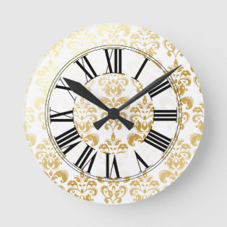 PixDezines lys Damask/DIY Hintergrundfarbe Runde Wanduhr