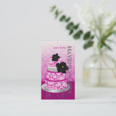 PixDezines Magenta+White Damask cake/pâtisserie Visitenkarte (Stehend Vorderseite)