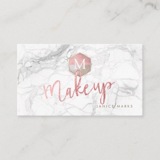 PIXDEZINES MAKE-UP ARTIST MARBLE IMITATS ROSE GOLD VISITENKARTE (Vorderseite)