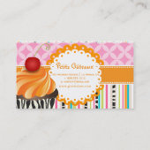 PixDezines Mandarine Wirbel Cupcake+Stripes Visitenkarte (Rückseite)
