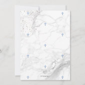 PixDezines Marble Blue Cross Taufe 1. Geburtstag Einladung (Rückseite)
