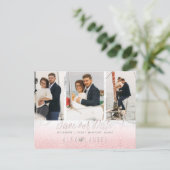 PixDezines Marble+Blush Pink Save the Date Postkarte (Stehend Vorderseite)