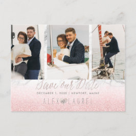 PixDezines Marble+Blush Pink Save the Date Postkarte
