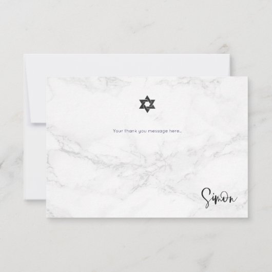 PixDezines Marble DANKE IHNEN für Bar Mitzvah RSVP Karte (Rückseite)
