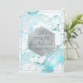 PixDezines Marble FauxSilver Honeycomb BarMitzvah Einladung (Stehend Vorderseite)