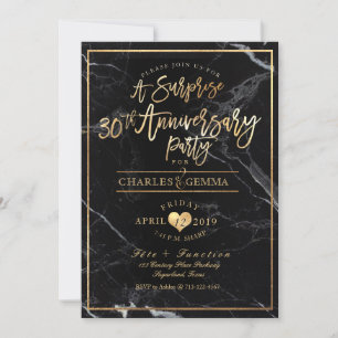 PixDezines Marble+Gold/Überraschung 30 Jahre Einladung
