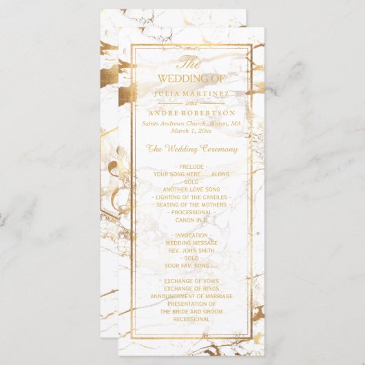 PixDezines Marble+Gold Veins Hochzeitsprogramm Programm (Vorne/Hinten)