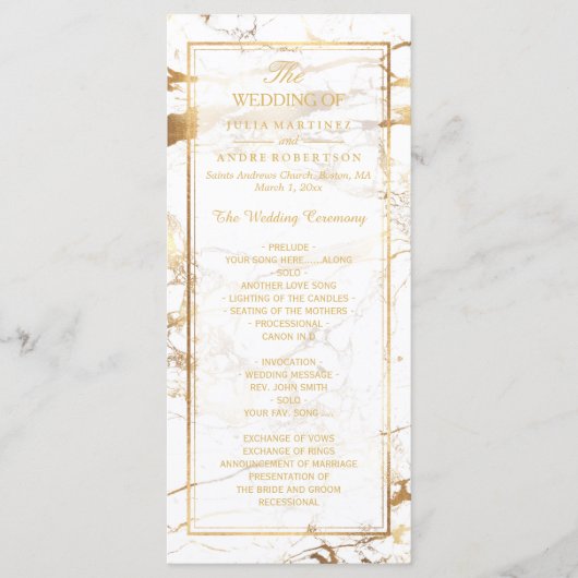 PixDezines Marble+Gold Veins Hochzeitsprogramm Programm (Vorderseite)