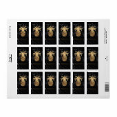 PixDezines Marble+Hawaiianische Ananas Imitate Gol Adressaufkleber (Vorne)