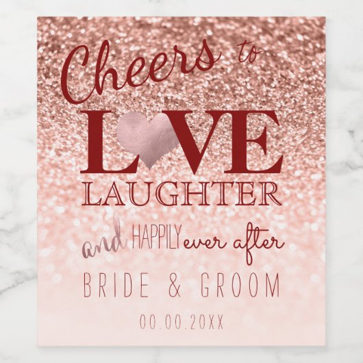 PixDezines Marble+Imitate Glitzer+Rose Goldenes He Weinetikett (Einzelnes Label)