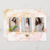 PixDezines Marble Imitate Gold Abschluss Invita In Einladung (Vorne/Hinten)