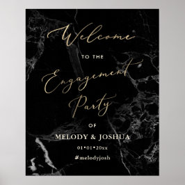 PixDezines Marble+Imitate Gold Begrüßung Verlobung Poster