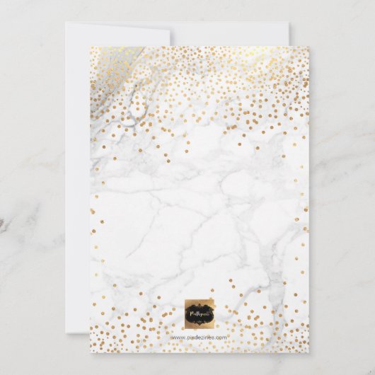 PixDezines Marble+Imitate Gold Confetti Christenin Einladung (Rückseite)