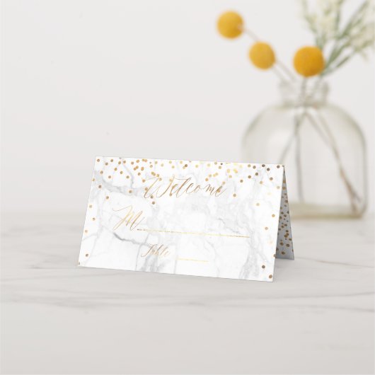 PixDezines Marble Imitate Gold Confetti Platzkarte (Vorderseite)