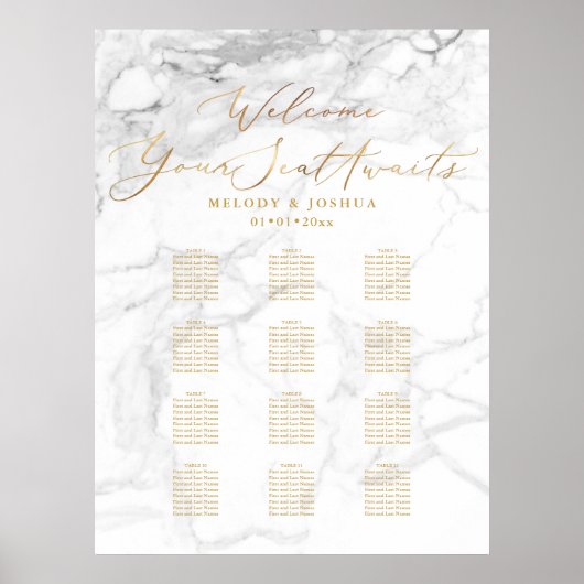 PixDezines Marble+Imitate Gold-Script, Seating Cha Poster (Vorne)