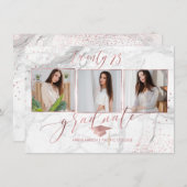 PixDezines Marble Imitate Rose Gold 2018 Abschluss Einladung (Vorne/Hinten)