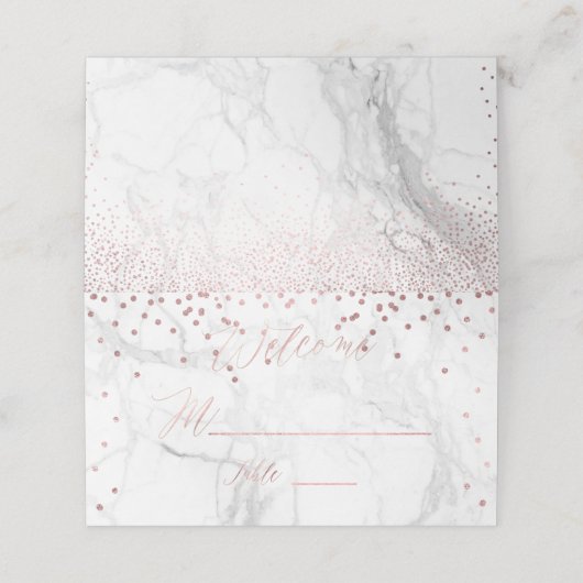 PixDezines Marble Imitate Rose Gold Confetti Platzkarte (Außenseite Aufgefaltet)