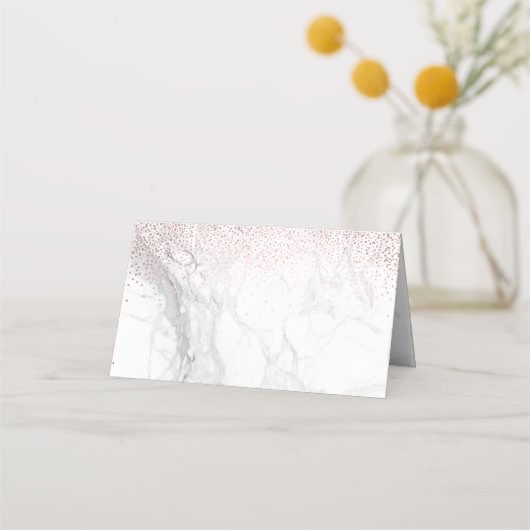 PixDezines Marble Imitate Rose Gold Confetti Platzkarte (Rückseite)
