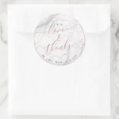 PixDezines MARBLE+IMITATE ROSE GOLD, LIEBE+DANKS Runder Aufkleber (Tasche)