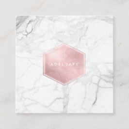 PixDezines Marble+Imitate Rose Goldener Foil Quadratische Visitenkarte