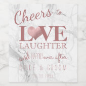 PixDezines Marble+Imitate Rose Goldenes Herz Weinetikett (Einzelnes Label)