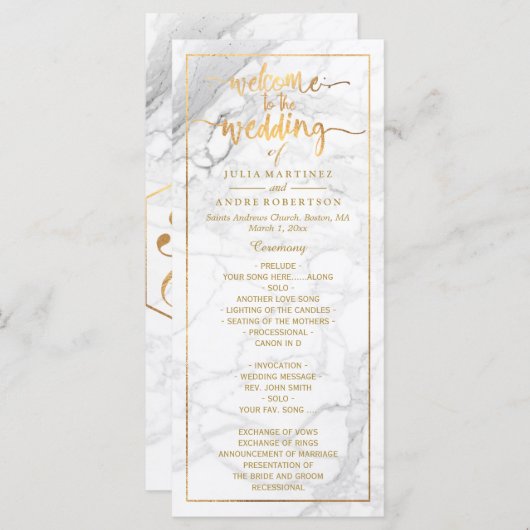 PixDezines Marble+Imitats Gold-Hochzeitsprogramm Programm (Vorne/Hinten)