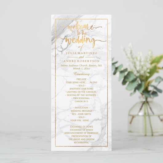 PixDezines Marble+Imitats Gold-Hochzeitsprogramm Programm (Stehend Vorderseite)