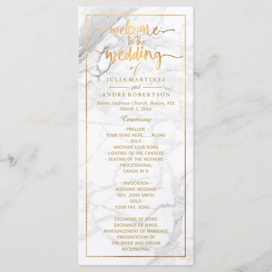 PixDezines Marble+Imitats Gold-Hochzeitsprogramm Programm (Vorderseite)