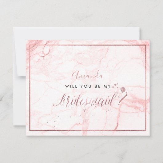 PixDezines Marble+Imitats Rose Gold, Bridesmaid Einladung (Vorderseite)