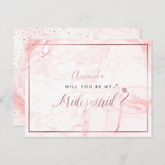 PixDezines Marble+Imitats Rose Gold, Bridesmaid Einladung (Vorne/Hinten)