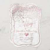 PixDezines Marble+Imitats Rose Gold Confetti Hochz Einladung (Vorne/Hinten)