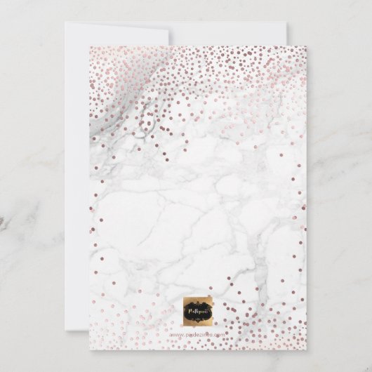 PixDezines Marble+Imitats Rose Gold Dots Christeni Einladung (Rückseite)