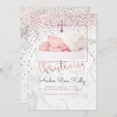 PixDezines Marble+Imitats Rose Gold Dots Christeni Einladung (Vorne/Hinten)