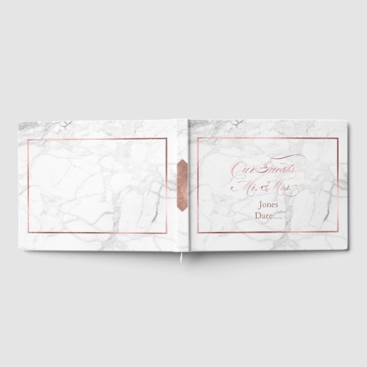 PixDezines Marble+Imitats Rose Gold Gästebuch (Voll)