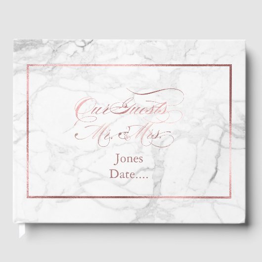 PixDezines Marble+Imitats Rose Gold Gästebuch (Vorderseite)