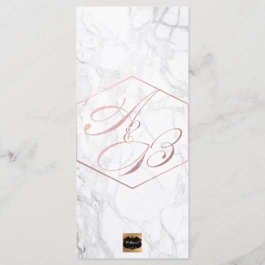 PixDezines Marble+Imitats Rose Gold Hochzeitsprogr Programm (Rückseite)