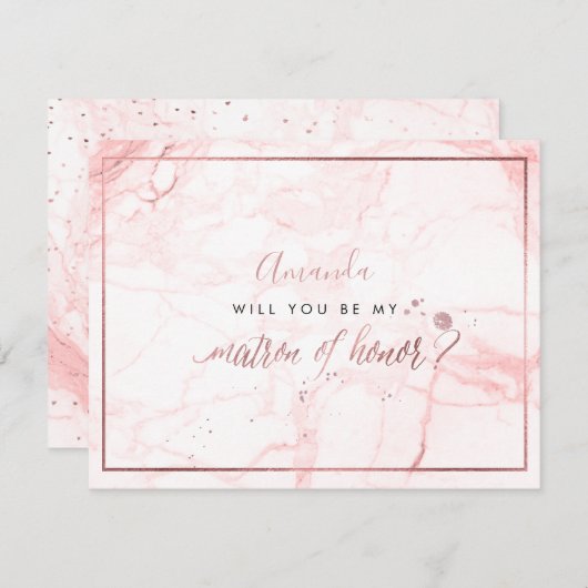 PixDezines Marble+Imitats Rose Gold, Matron Einladung (Vorne/Hinten)