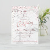 PixDezines Marble+Imitats Rose Gold Punkte/Christe Einladung (Stehend Vorderseite)