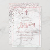 PixDezines Marble+Imitats Rose Gold Punkte/Christe Einladung (Vorne/Hinten)