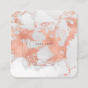 PixDezines Marble+Imitats Rose Gold Smaragdfarbene Quadratische Visitenkarte