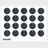 PixDezines Marble Mitzvah Stickers/Midnight Blue Runder Aufkleber (Blatt)