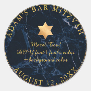 PixDezines Marble Mitzvah Stickers/Midnight Blue Runder Aufkleber
