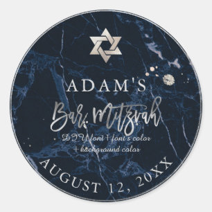 PixDezines Marble Mitzvah Stickers/Midnight Blue Runder Aufkleber
