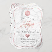 PixDezines Marble+Monogram+Imitate RoseGold Honeyc Einladung (Vorne/Hinten)