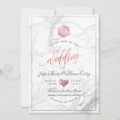 PixDezines Marble+Monogram+Imitate RoseGold Honeyc Einladung (Vorderseite)