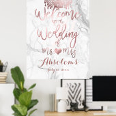PixDezines Marble/Rose Gold Kronier/Empfang Poster (Heimbüro)