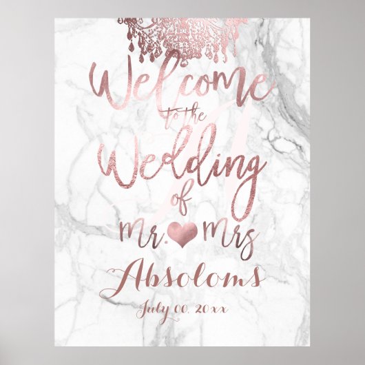 PixDezines Marble/Rose Gold Kronier/Empfang Poster (Vorne)