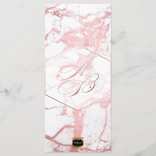 PixDezines Marble+Rose Gold Veins Hochzeitsprogram Programm (Rückseite)