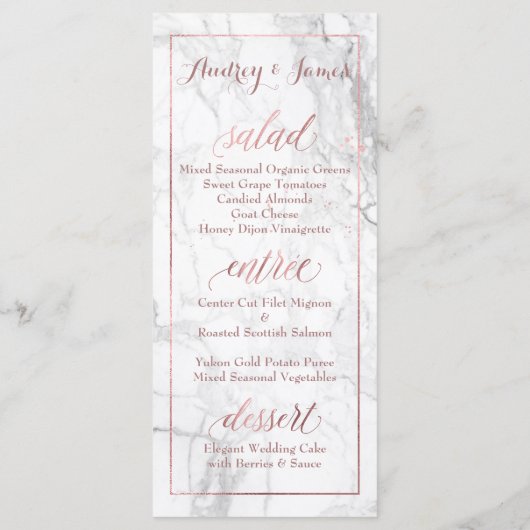PixDezines Marble/Shine Menü/Imitate Rose Gold Menükarte (Rückseite)